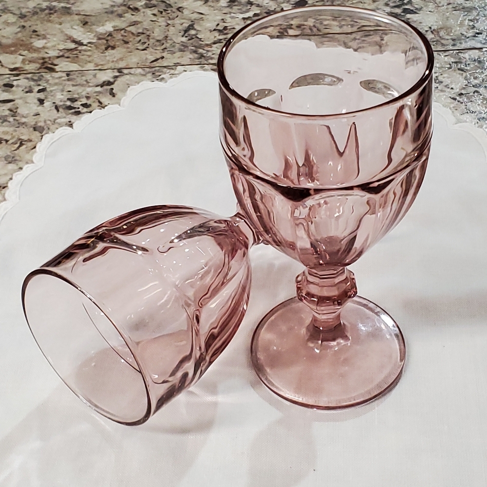Vintage Libbey Pinkplum Duratuff Gibralter Water,Tea,Wine Glasses 2